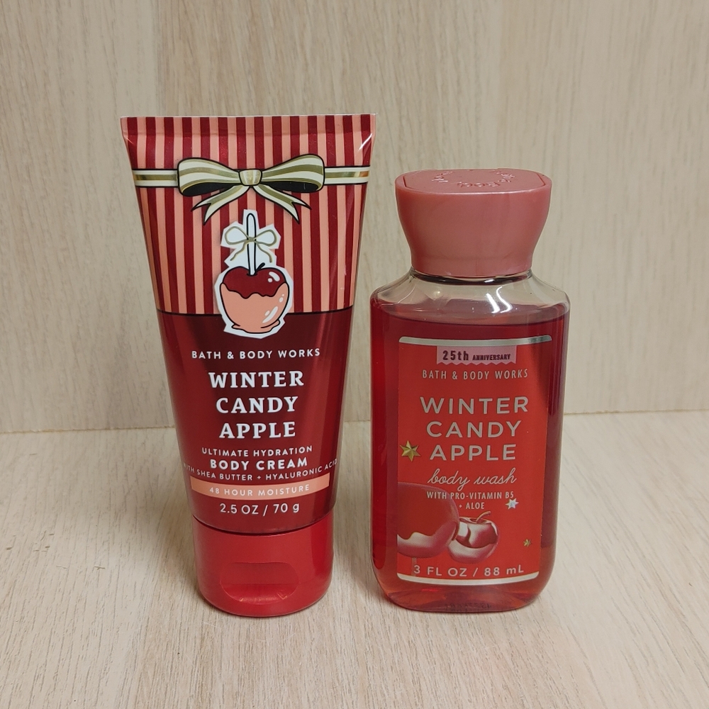 Bath & Body Works Winter Candy Apple Body Wash & Body Cream Travel Size